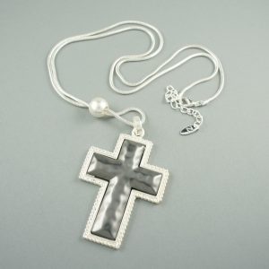 Gun metal and silver cross pendant