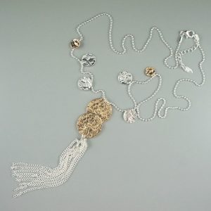 Long silver tassel chain