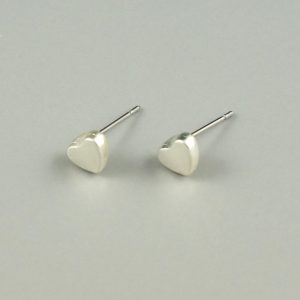 Matt silver stud heart earrings