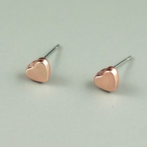 Matt rose gold stud heart earrings