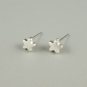 Matt silver stud star earrings
