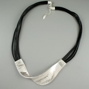 Long matt silver, gold and black fashion necklace