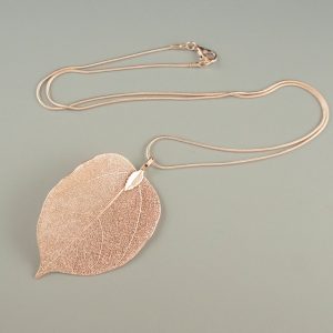 Rose gold leaf necklace