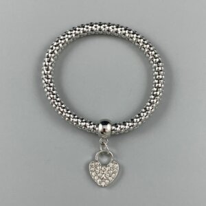 Capture silver coloured bracelet with crystal studded padlock pendant.