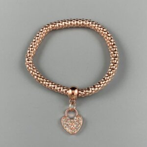 Capture rose gold coloured bracelet with crystal studded padlock pendant.